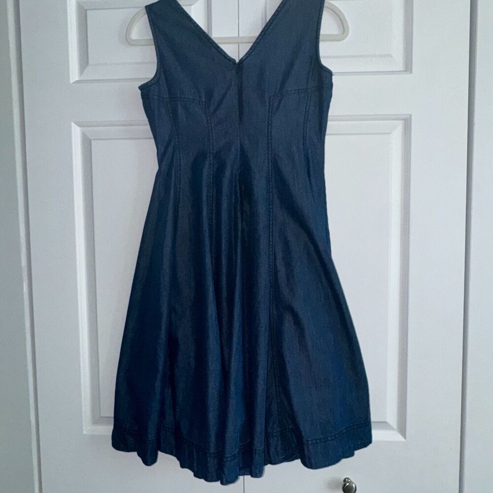 Anthropologie Holding Horses Women Denim Blue Dress Sleeveless Fit/Flair Size 2 - Picture 7 of 12